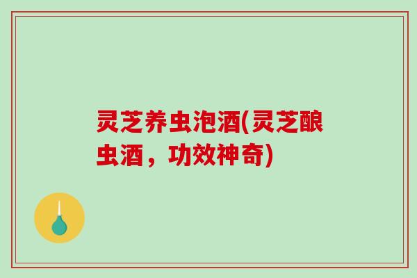 灵芝养虫泡酒(灵芝酿虫酒,功效神奇) 灵芝养虫泡酒(灵芝酿虫酒,功效神奇)
