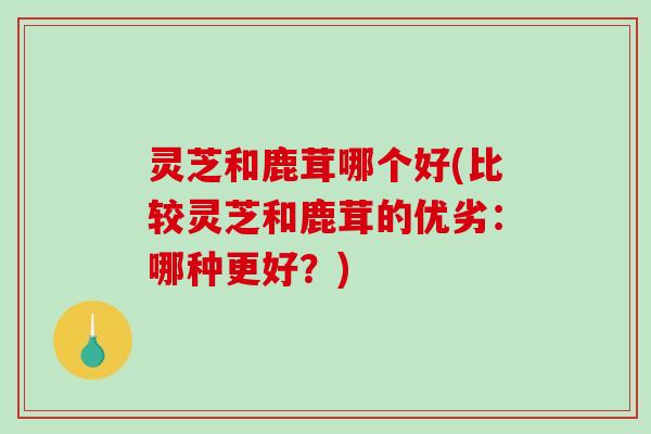 灵芝和鹿茸哪个好(比较灵芝和鹿茸的优劣：哪种更好？)
