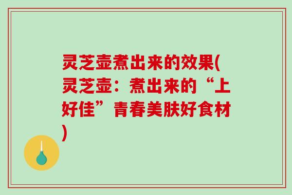 灵芝壶煮出来的效果(灵芝壶:煮出来的“上好佳”青春美肤好食材) 灵芝壶煮出来的效果(灵芝壶:煮出来的“上好佳”青春美肤好食材)