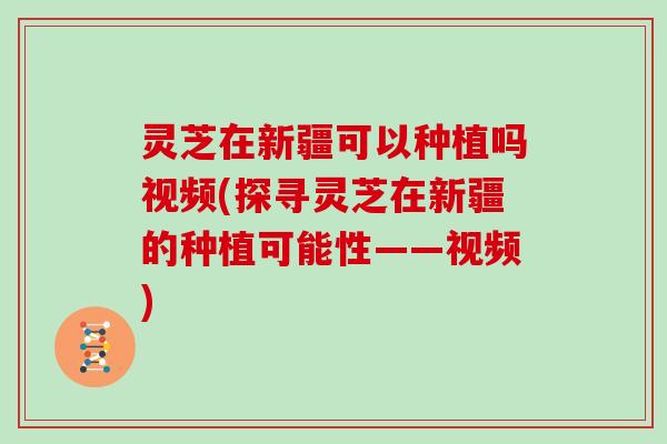 灵芝在新疆可以种植吗视频(探寻灵芝在新疆的种植可能性——视频) 灵芝在新疆可以种植吗视频(探寻灵芝在新疆的种植可能性——视频)