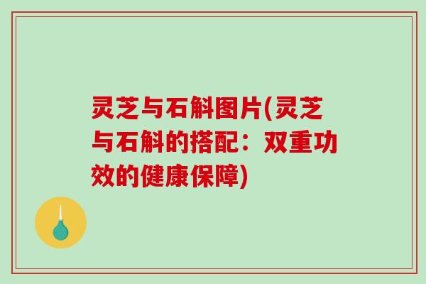 灵芝与石斛图片(灵芝与石斛的搭配:双重功效的健康保障) 灵芝与石斛图片(灵芝与石斛的搭配:双重功效的健康保障)