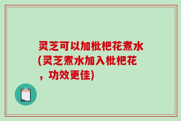 灵芝可以加枇杷花煮水(灵芝煮水加入枇杷花,功效更佳) 灵芝可以加枇杷花煮水(灵芝煮水加入枇杷花,功效更佳)