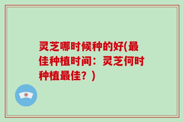 灵芝哪时候种的好(佳种植时间：灵芝何时种植佳？)