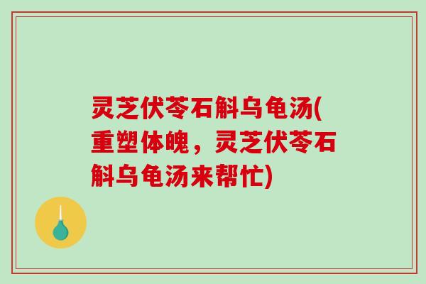 灵芝伏苓石斛乌龟汤(重塑体魄,灵芝伏苓石斛乌龟汤来帮忙) 灵芝伏苓石斛乌龟汤(重塑体魄,灵芝伏苓石斛乌龟汤来帮忙)