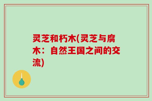 灵芝和朽木(灵芝与腐木:自然王国之间的交流) 灵芝和朽木(灵芝与腐木:自然王国之间的交流)