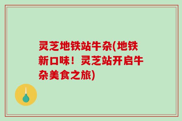 灵芝地铁站牛杂(地铁新口味!灵芝站开启牛杂美食之旅) 灵芝地铁站牛杂(地铁新口味!灵芝站开启牛杂美食之旅)