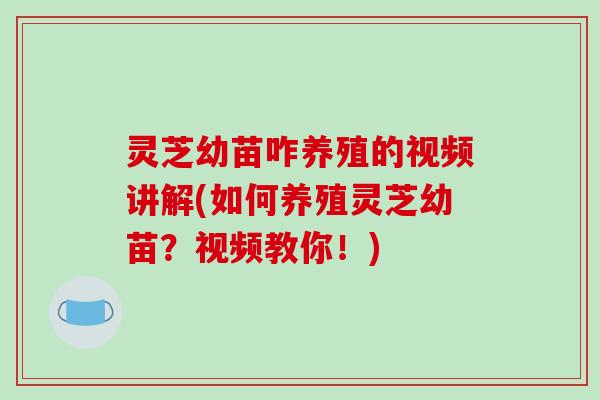 灵芝幼苗咋养殖的视频讲解(如何养殖灵芝幼苗？视频教你！)