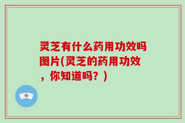 灵芝有什么药用功效吗图片(灵芝的药用功效，你知道吗？)