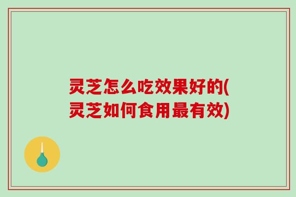 灵芝怎么吃效果好的(灵芝如何食用有效) 灵芝怎么吃效果好的(灵芝如何食用有效)
