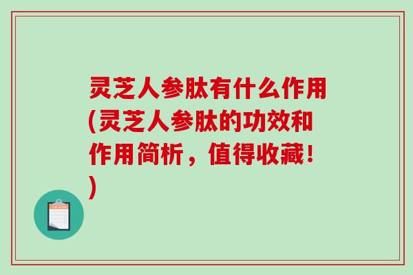 灵芝人参肽有什么作用(灵芝人参肽的功效和作用简析,值得收藏!) 灵芝人参肽有什么作用(灵芝人参肽的功效和作用简析,值得收藏!)