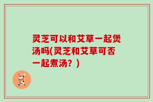 灵芝可以和艾草一起煲汤吗(灵芝和艾草可否一起煮汤?) 灵芝可以和艾草一起煲汤吗(灵芝和艾草可否一起煮汤?)