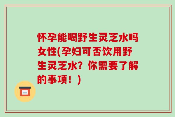 怀孕能喝野生灵芝水吗女性(孕妇可否饮用野生灵芝水？你需要了解的事项！)