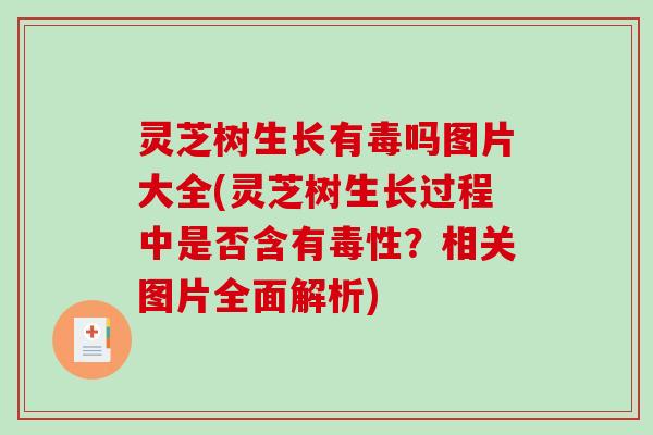 灵芝树生长有毒吗图片大全(灵芝树生长过程中是否含有毒性?相关图片全面解析) 灵芝树生长有毒吗图片大全(灵芝树生长过程中是否含有毒性?相关图片全面解析)