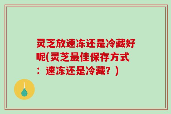 灵芝放速冻还是冷藏好呢(灵芝佳保存方式：速冻还是冷藏？)