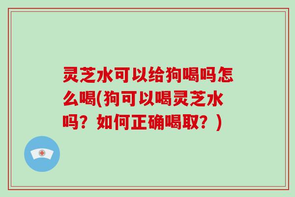 灵芝水可以给狗喝吗怎么喝(狗可以喝灵芝水吗？如何正确喝取？)