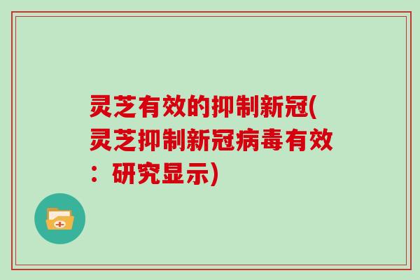 灵芝有效的抑制新冠(灵芝抑制新冠有效:研究显示) 灵芝有效的抑制新冠(灵芝抑制新冠有效:研究显示)