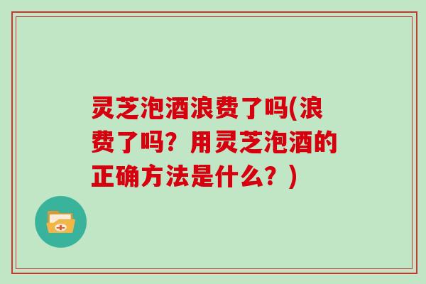 灵芝泡酒浪费了吗(浪费了吗?用灵芝泡酒的正确方法是什么?) 灵芝泡酒浪费了吗(浪费了吗?用灵芝泡酒的正确方法是什么?)