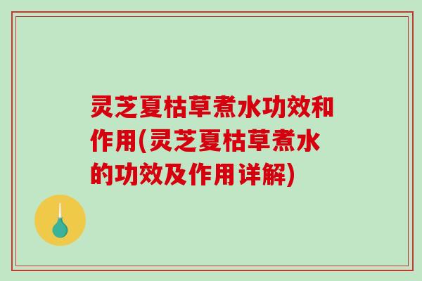 灵芝夏枯草煮水功效和作用(灵芝夏枯草煮水的功效及作用详解) 灵芝夏枯草煮水功效和作用(灵芝夏枯草煮水的功效及作用详解)