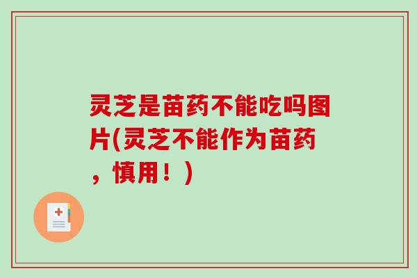 灵芝是苗药不能吃吗图片(灵芝不能作为苗药，慎用！)
