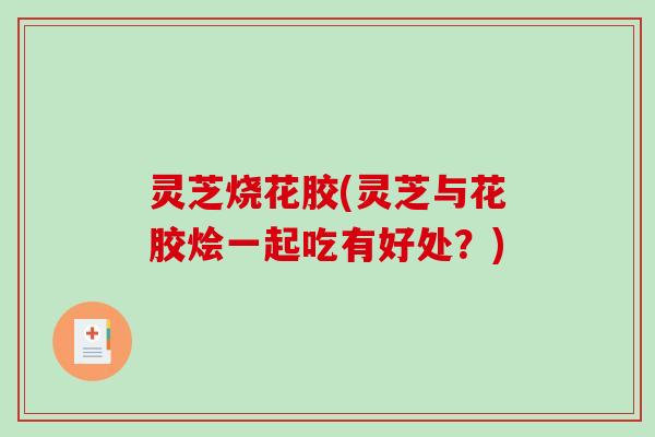 灵芝烧花胶(灵芝与花胶烩一起吃有好处?) 灵芝烧花胶(灵芝与花胶烩一起吃有好处?)