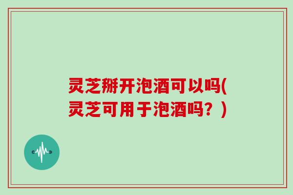 灵芝掰开泡酒可以吗(灵芝可用于泡酒吗？)