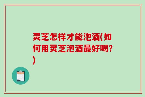灵芝怎样才能泡酒(如何用灵芝泡酒好喝?) 灵芝怎样才能泡酒(如何用灵芝泡酒好喝?)
