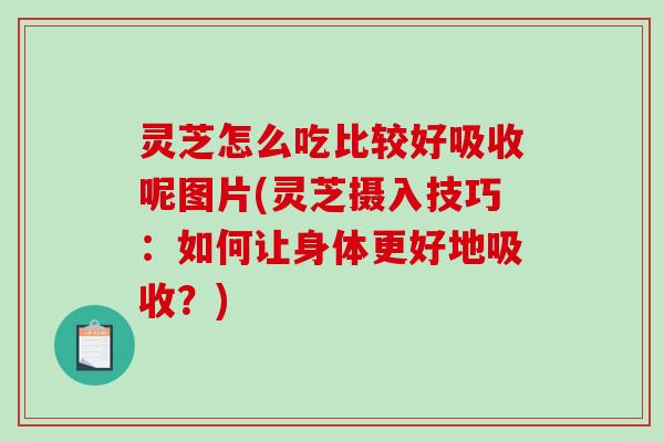 灵芝怎么吃比较好吸收呢图片(灵芝摄入技巧:如何让身体更好地吸收?) 灵芝怎么吃比较好吸收呢图片(灵芝摄入技巧:如何让身体更好地吸收?)