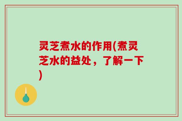 灵芝煮水的作用(煮灵芝水的益处，了解一下)