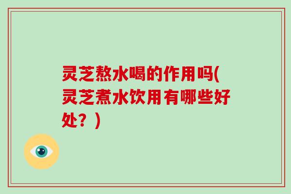 灵芝熬水喝的作用吗(灵芝煮水饮用有哪些好处？)
