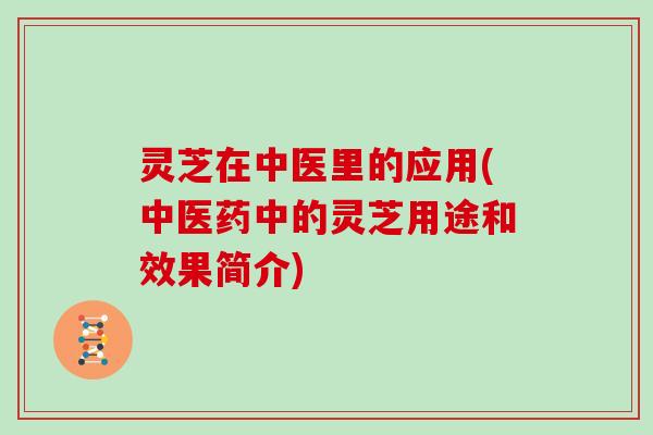 灵芝在中医里的应用(中医药中的灵芝用途和效果简介)