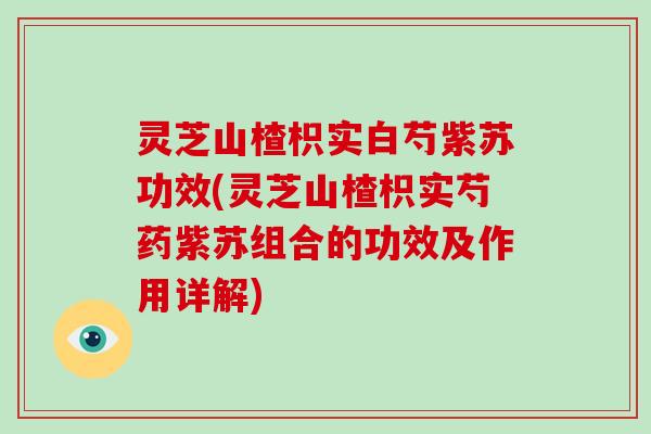 灵芝山楂枳实白芍紫苏功效(灵芝山楂枳实芍药紫苏组合的功效及作用详解)