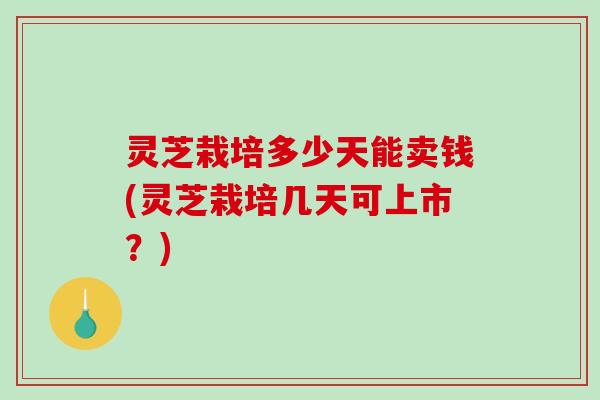 灵芝栽培多少天能卖钱(灵芝栽培几天可上市？)
