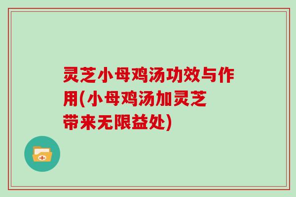 灵芝小母鸡汤功效与作用(小母鸡汤加灵芝 带来无限益处)