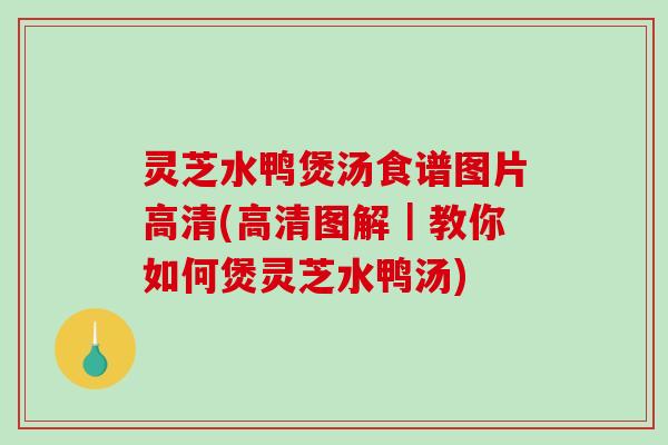 灵芝水鸭煲汤食谱图片高清(高清图解｜教你如何煲灵芝水鸭汤)