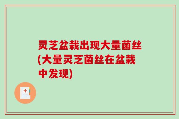 灵芝盆栽出现大量菌丝(大量灵芝菌丝在盆栽中发现)