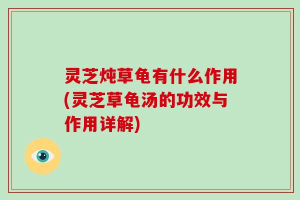 灵芝炖草龟有什么作用(灵芝草龟汤的功效与作用详解) 灵芝炖草龟有什么作用(灵芝草龟汤的功效与作用详解)
