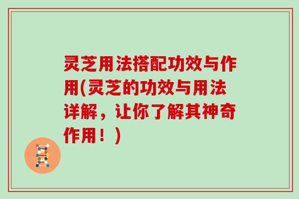 灵芝用法搭配功效与作用(灵芝的功效与用法详解,让你了解其神奇作用!) 灵芝用法搭配功效与作用(灵芝的功效与用法详解,让你了解其神奇作用!)