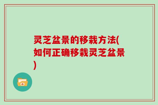 灵芝盆景的移栽方法(如何正确移栽灵芝盆景) 灵芝盆景的移栽方法(如何正确移栽灵芝盆景)