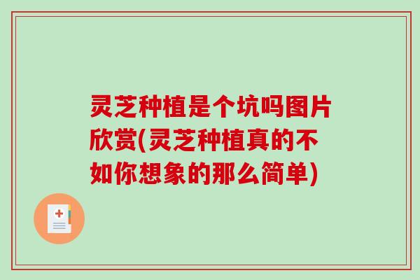 灵芝种植是个坑吗图片欣赏(灵芝种植真的不如你想象的那么简单) 灵芝种植是个坑吗图片欣赏(灵芝种植真的不如你想象的那么简单)