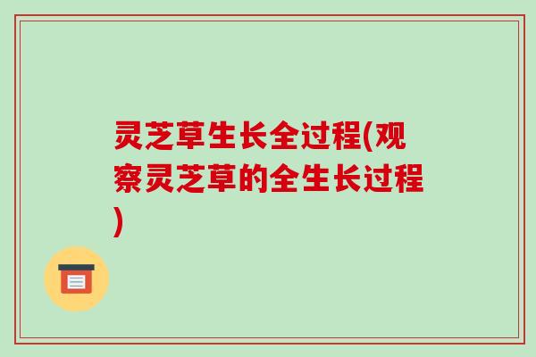 灵芝草生长全过程(观察灵芝草的全生长过程) 灵芝草生长全过程(观察灵芝草的全生长过程)