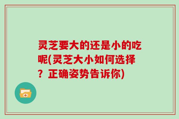 灵芝要大的还是小的吃呢(灵芝大小如何选择？正确姿势告诉你)