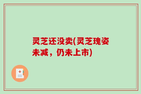 灵芝还没卖(灵芝瑰姿未减,仍未上市) 灵芝还没卖(灵芝瑰姿未减,仍未上市)