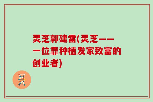 灵芝郭建雷(灵芝——一位靠种植发家致富的创业者)