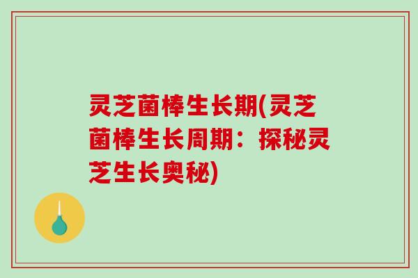 灵芝菌棒生长期(灵芝菌棒生长周期：探秘灵芝生长奥秘)