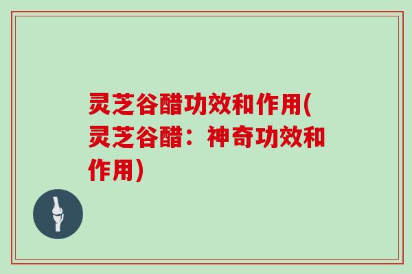 灵芝谷醋功效和作用(灵芝谷醋:神奇功效和作用) 灵芝谷醋功效和作用(灵芝谷醋:神奇功效和作用)
