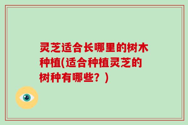 灵芝适合长哪里的树木种植(适合种植灵芝的树种有哪些？)