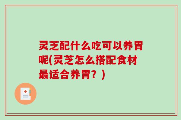 灵芝配什么吃可以养胃呢(灵芝怎么搭配食材适合养胃?) 灵芝配什么吃可以养胃呢(灵芝怎么搭配食材适合养胃?)