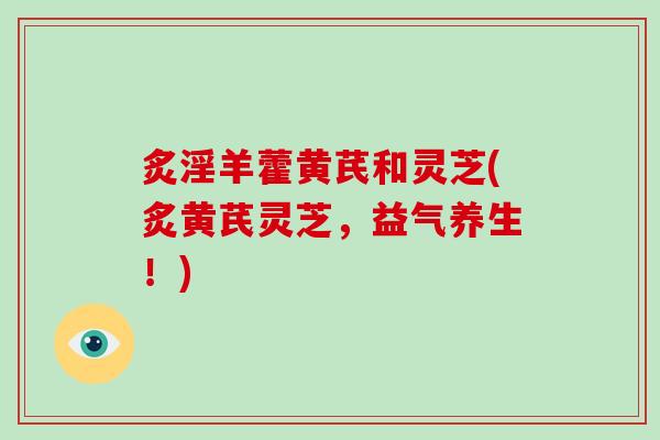 炙淫羊藿黄芪和灵芝(炙黄芪灵芝,益气养生!) 炙淫羊藿黄芪和灵芝(炙黄芪灵芝,益气养生!)