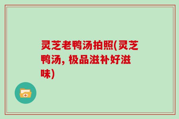 灵芝老鸭汤拍照(灵芝鸭汤, 极品滋补好滋味) 灵芝老鸭汤拍照(灵芝鸭汤, 极品滋补好滋味)