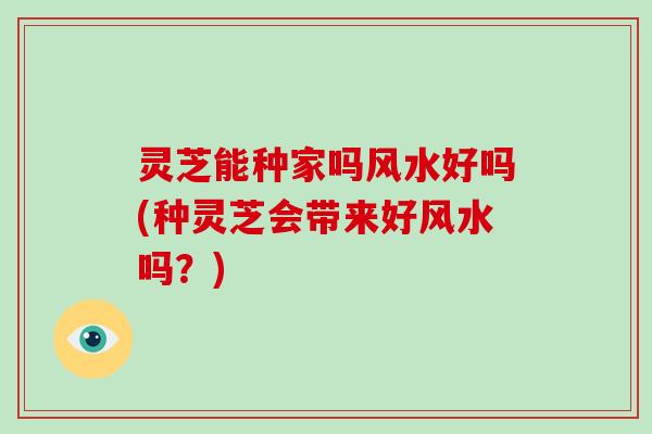 灵芝能种家吗风水好吗(种灵芝会带来好风水吗?) 灵芝能种家吗风水好吗(种灵芝会带来好风水吗?)